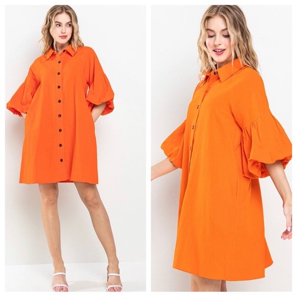 Boho Basic Collared Solid Linen Dress - Picture 5 of 5